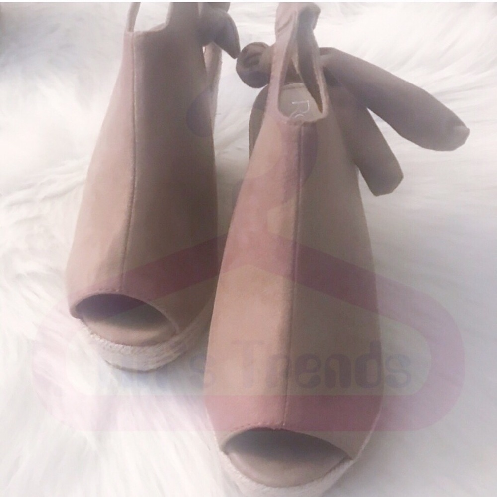 EMERY-03 Taupe Faux Suede Tie-Back Espadrille - Picture 5 of 7